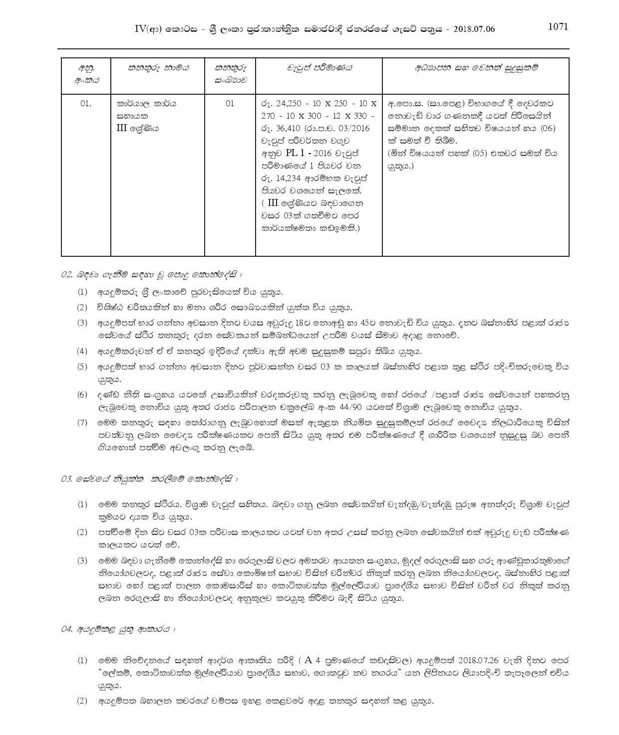 Office Assistant - Kotikawatta Mulleriyawa Pradeshiya Sabha